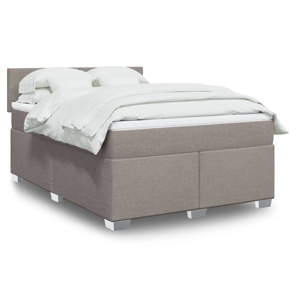 Boxspring met matras stof taupe 140x190 cm is nu te koop bij PeponiXL, paradijselijk wonen!