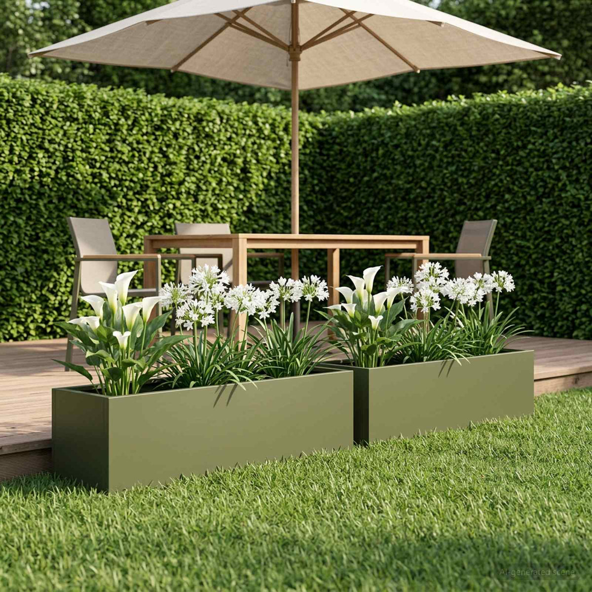 Plantenbak 2 st Olijfgroen 80 x 20 x 20 cm Koudgewalst staal is nu te koop bij PeponiXL, paradijselijk wonen!