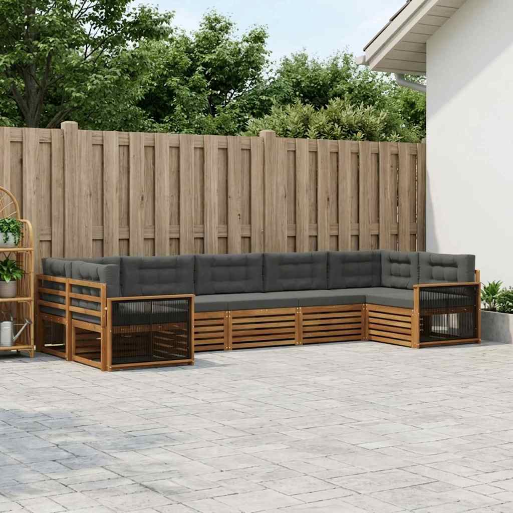 Buiten bankenset met kussen 7 pcs Natuurlijk en Antraciet is nu te koop bij PeponiXL, paradijselijk wonen!