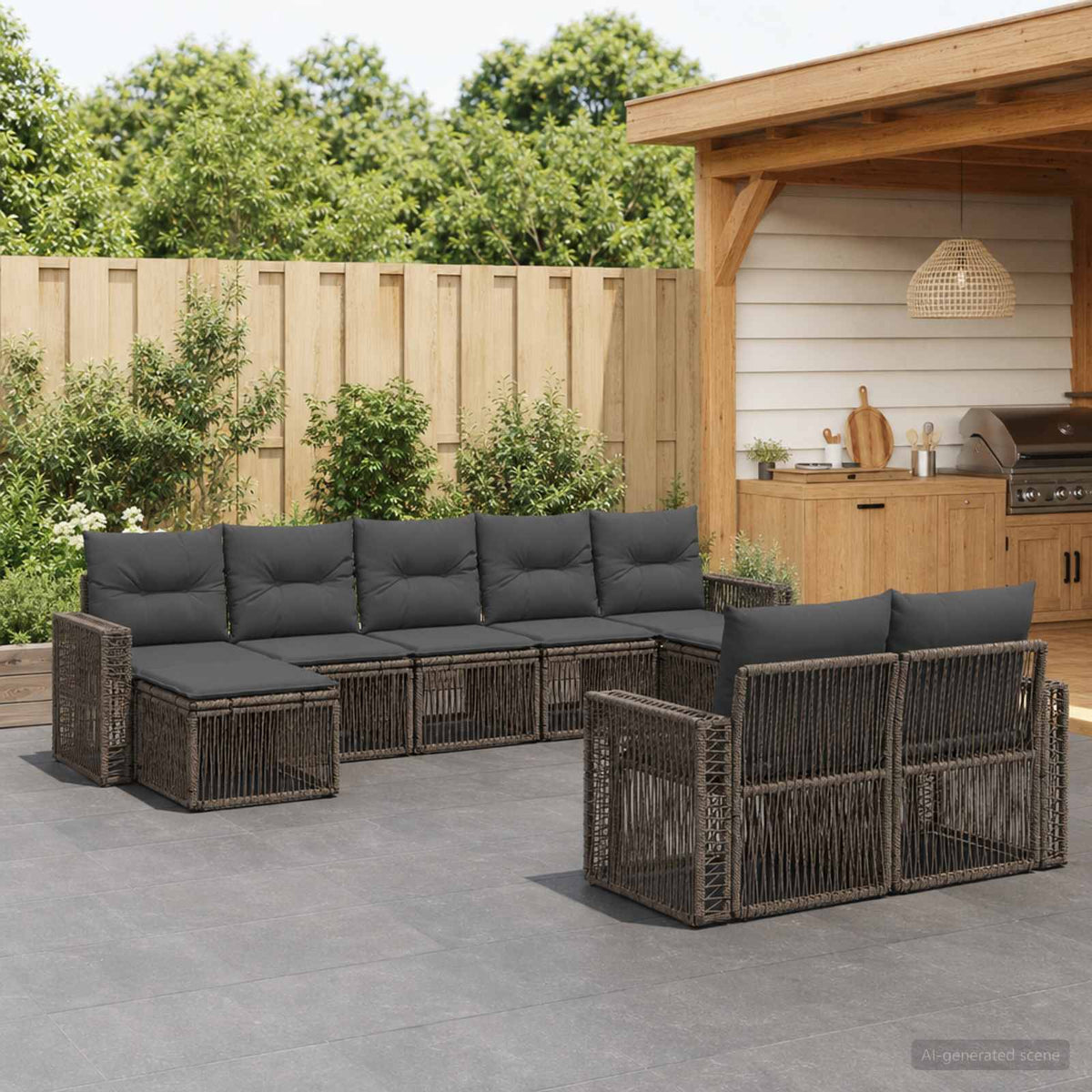 Tuinbankenset 9 pcs Grijs en Donkergrijs poly rattan is nu te koop bij PeponiXL, paradijselijk wonen!
