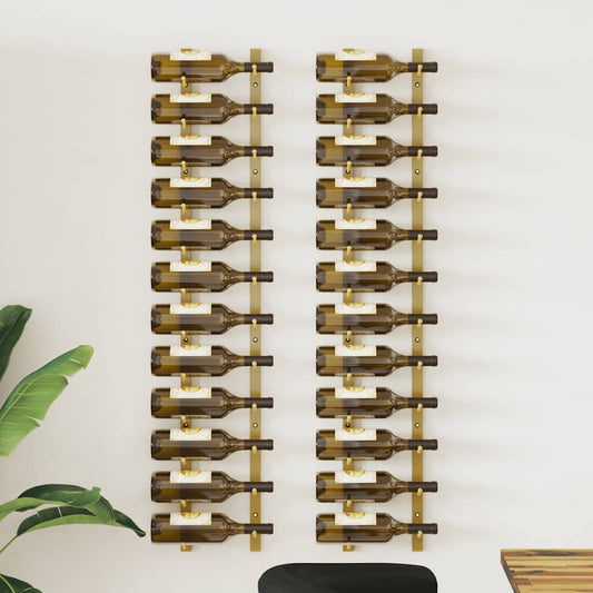 Wijnrekken 2 st voor 12 flessen wandmontage ijzer goudkleurig is nu te koop bij PeponiXL, paradijselijk wonen!