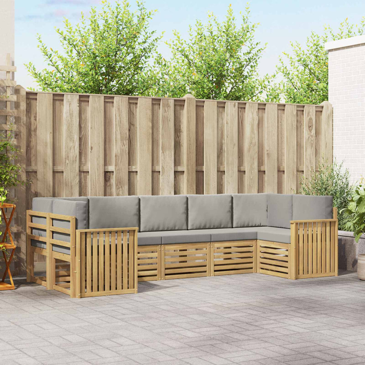 Buiten bankenset 7 pcs Wit en Lichtgrijs 304 x 128,5 x 73 cm is nu te koop bij PeponiXL, paradijselijk wonen!
