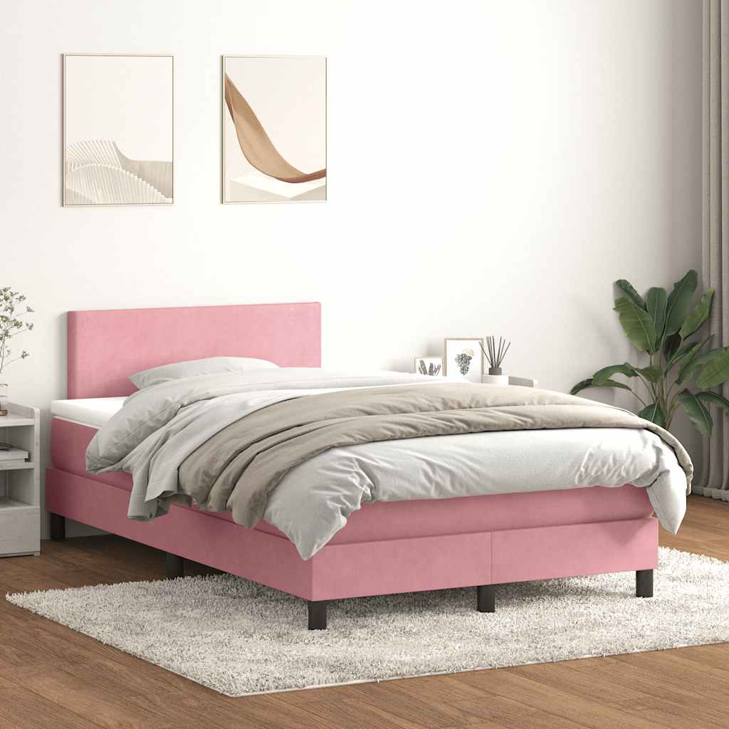 Boxspring met matras fluweel roze 120x210 cm is nu te koop bij PeponiXL, paradijselijk wonen!