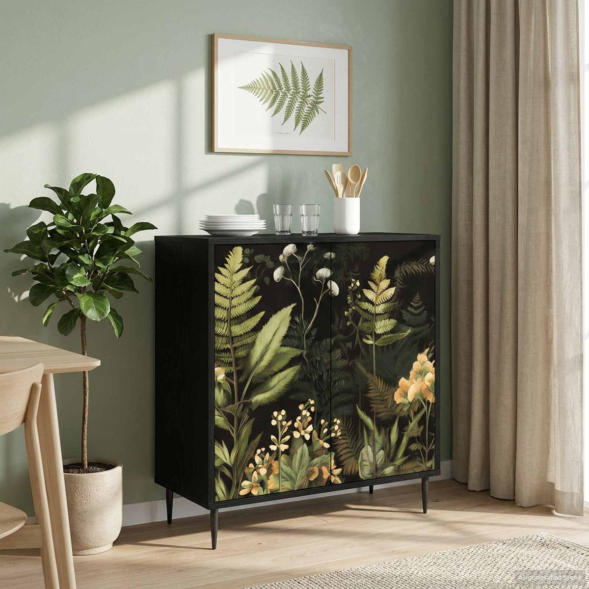 Dressoir RHENEN Zwart eiken 69 x 33 x 76 cm Bewerkt hout is nu te koop bij PeponiXL, paradijselijk wonen!