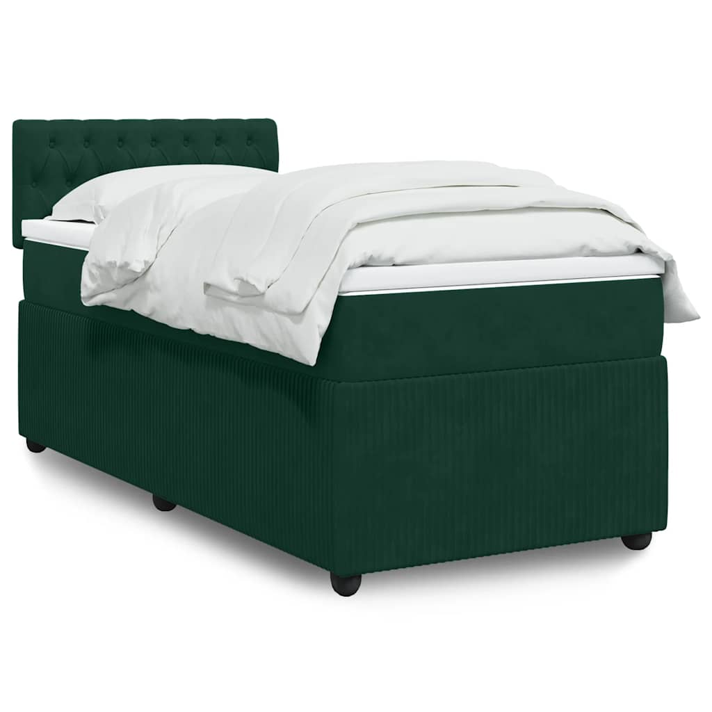 Boxspring met matras fluweel donkergroen 80x200 cm is nu te koop bij PeponiXL, paradijselijk wonen!