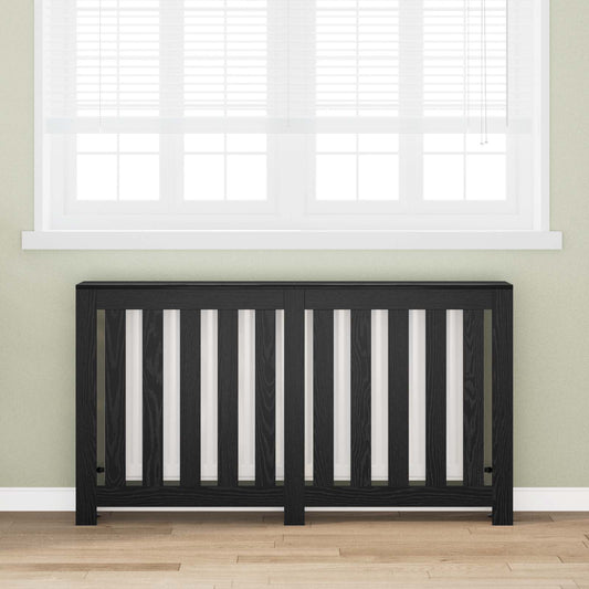 Radiatorafdekking Zwart Eiken 149 x 20 x 82 cm Bewerkt hout is nu te koop bij PeponiXL, paradijselijk wonen!