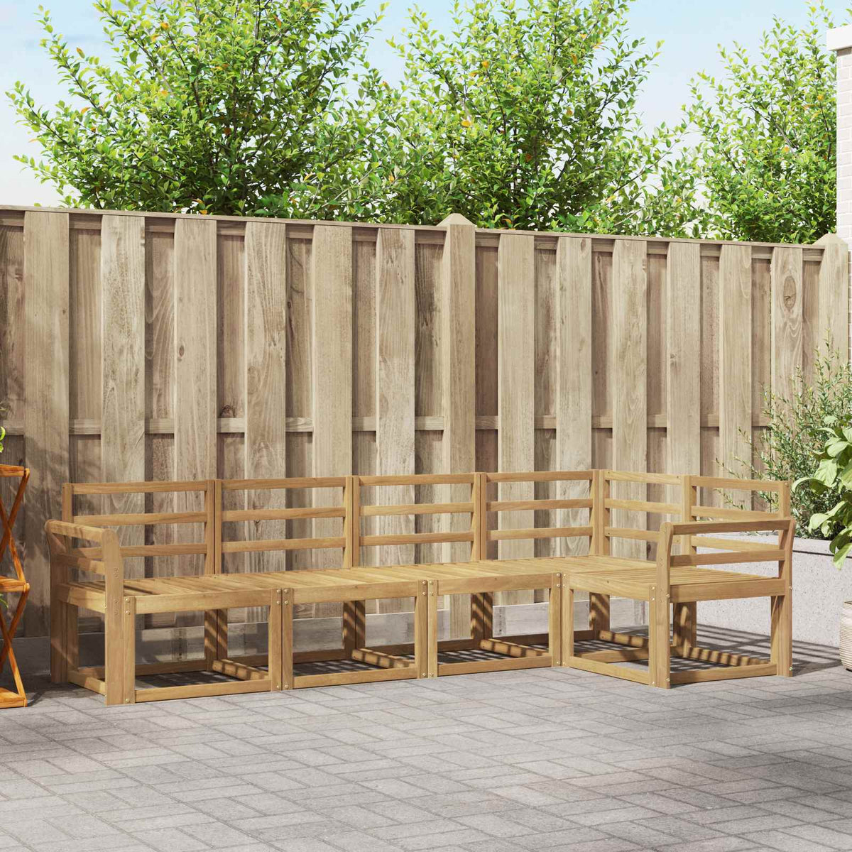 Buiten bankenset 5 pcs Wit Massief Acaciahout is nu te koop bij PeponiXL, paradijselijk wonen!