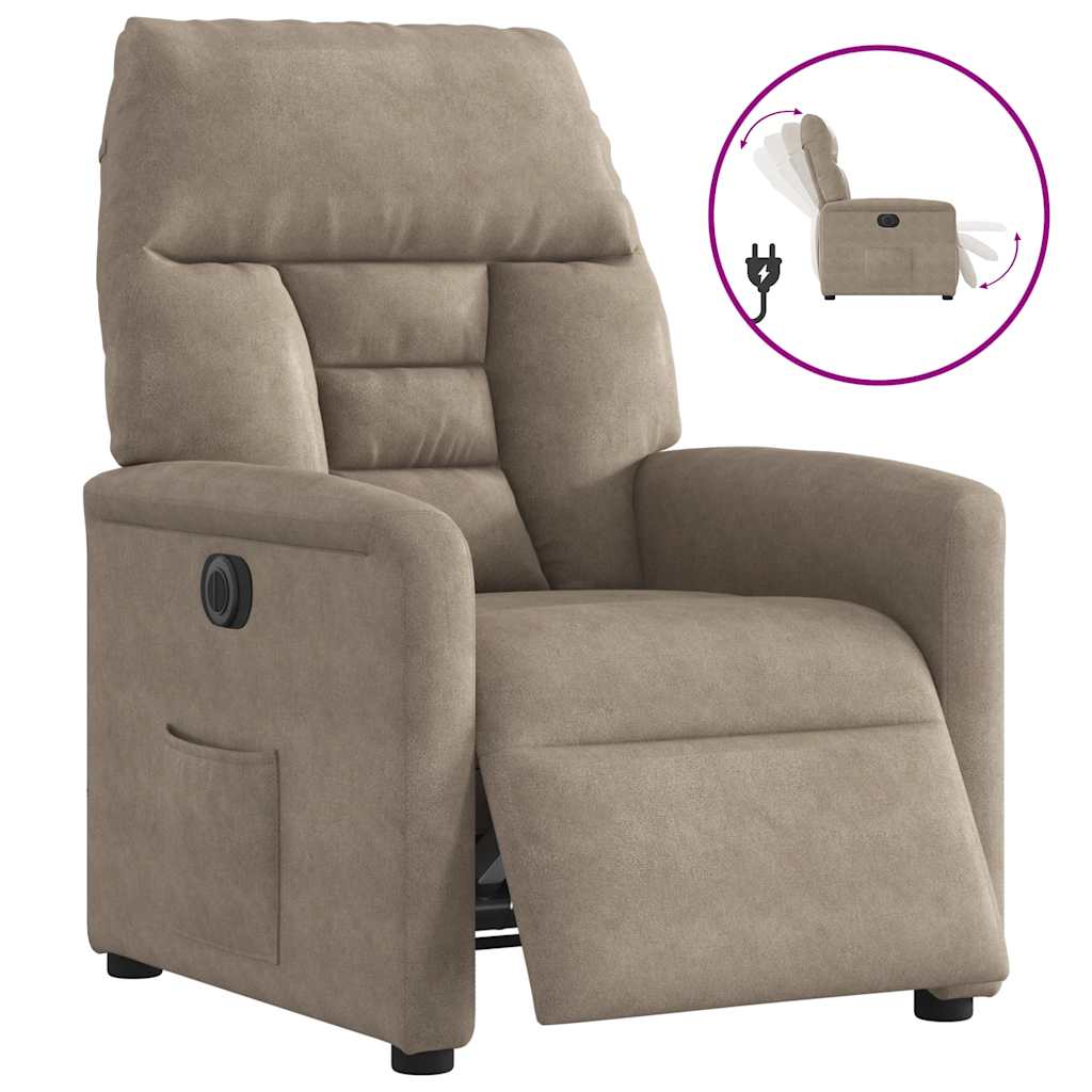Fauteuil verstelbaar elektrisch microvezelstof taupe is nu te koop bij PeponiXL, paradijselijk wonen!