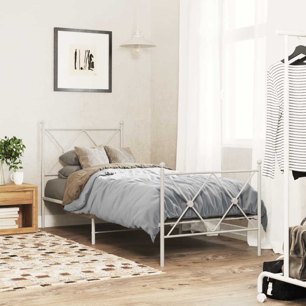 Bedframe met hoofd- en voeteneinde metaal wit 80x200 cm is nu te koop bij PeponiXL, paradijselijk wonen!