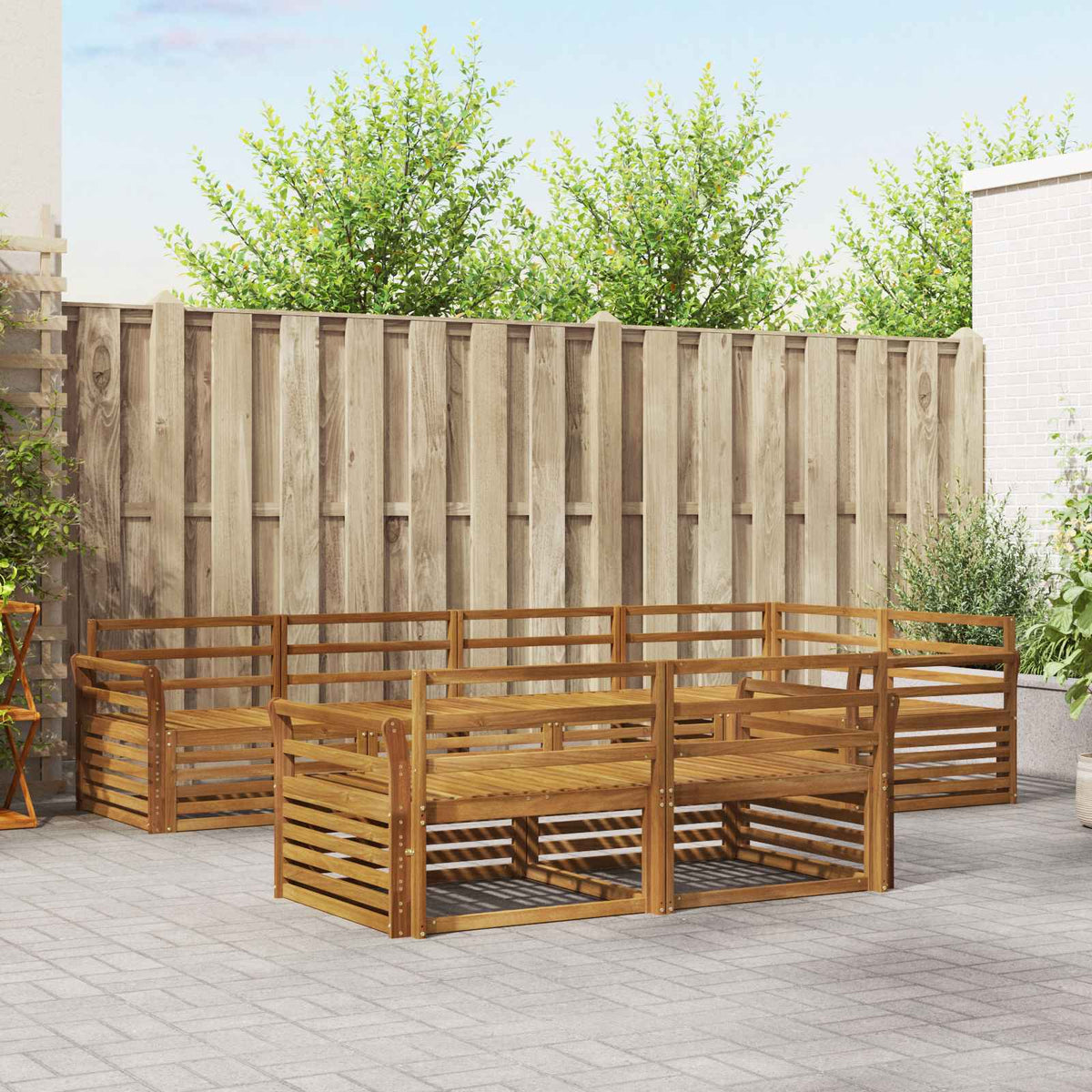 Buiten bankenset 7 pcs Naturel Massief Acaciahout is nu te koop bij PeponiXL, paradijselijk wonen!