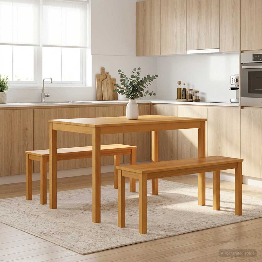 Eetbank 95 x 32 x 45 cm Massief Eikenhout Naturel is nu te koop bij PeponiXL, paradijselijk wonen!