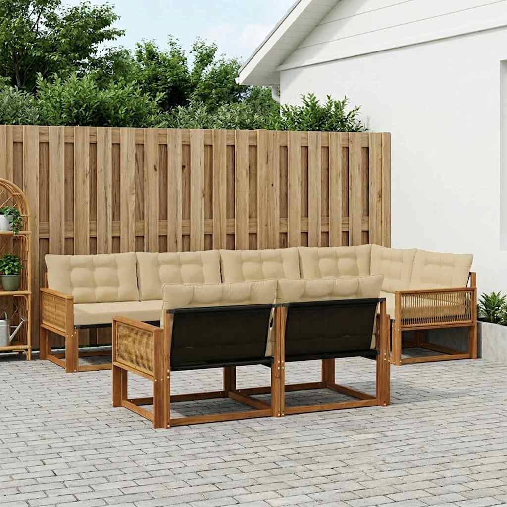Buiten bankenset met kussen 7 pcs Natuurlijk en Beige is nu te koop bij PeponiXL, paradijselijk wonen!