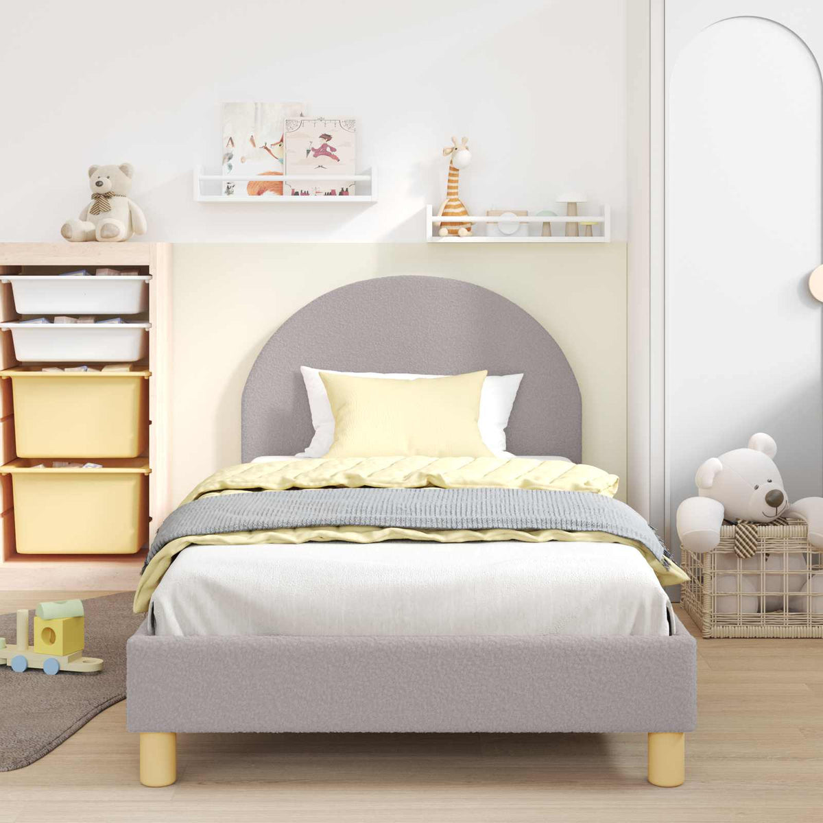 Bedframe voor kinderen met hoofdbord Lichtgrijs 90 x 200 cm is nu te koop bij PeponiXL, paradijselijk wonen!