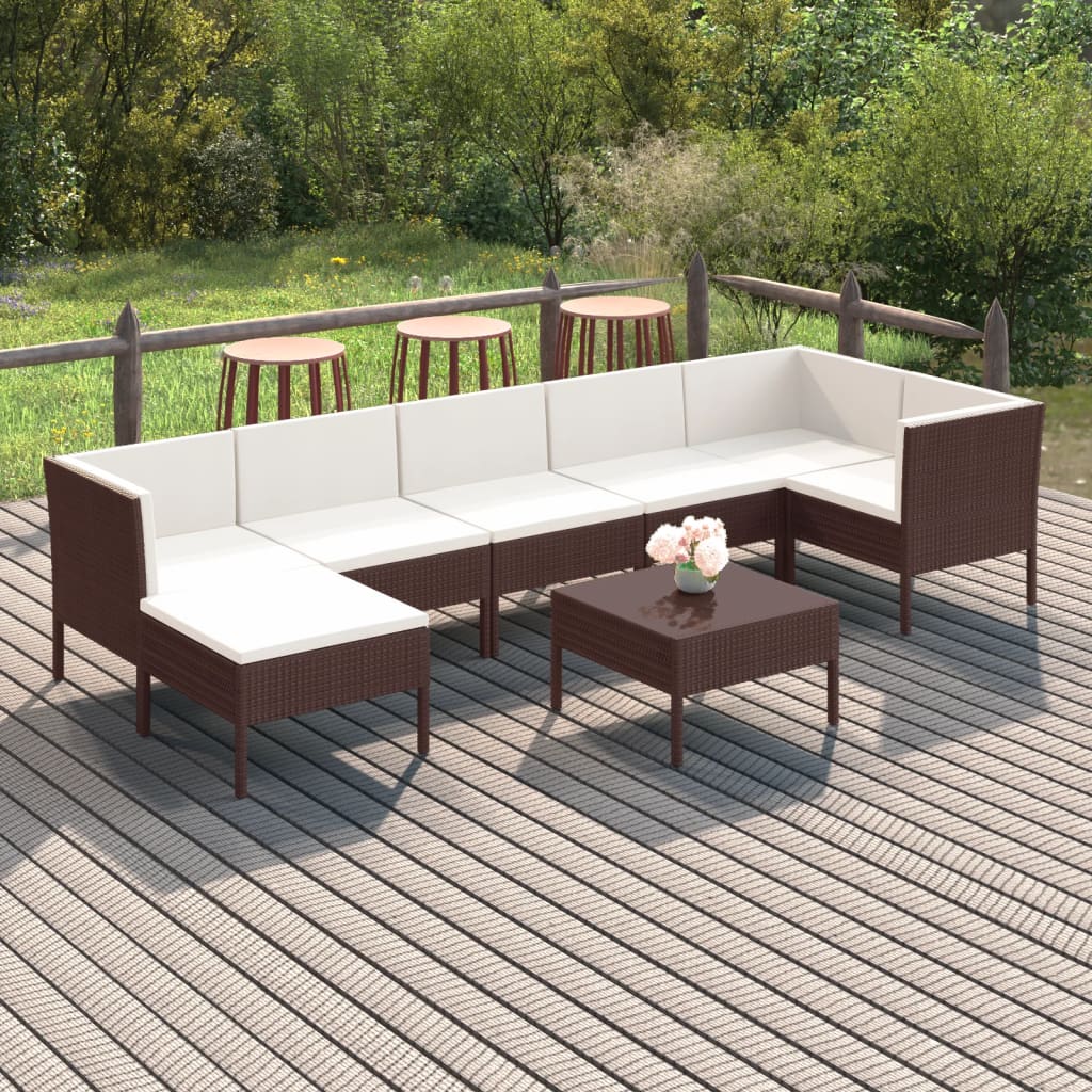 8-delige Loungeset met kussens poly rattan bruin is nu te koop bij PeponiXL, paradijselijk wonen!