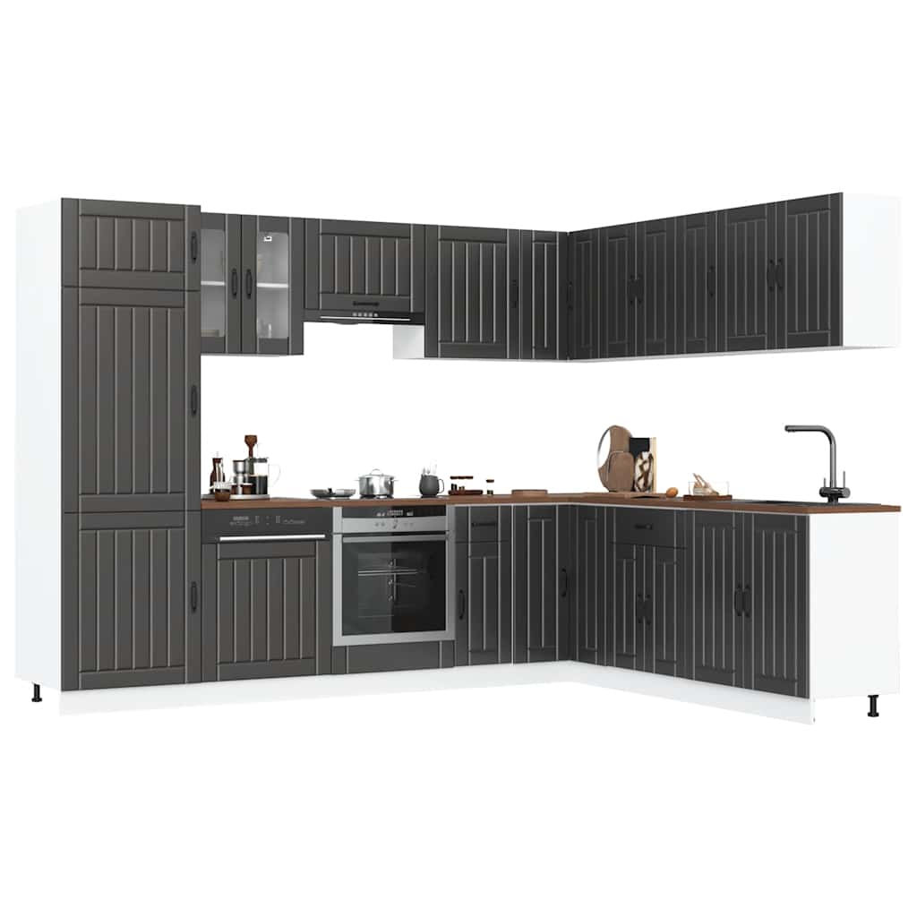 14-delige Keukenkastenset Lucca bewerkt hout zwart is nu te koop bij PeponiXL, paradijselijk wonen!