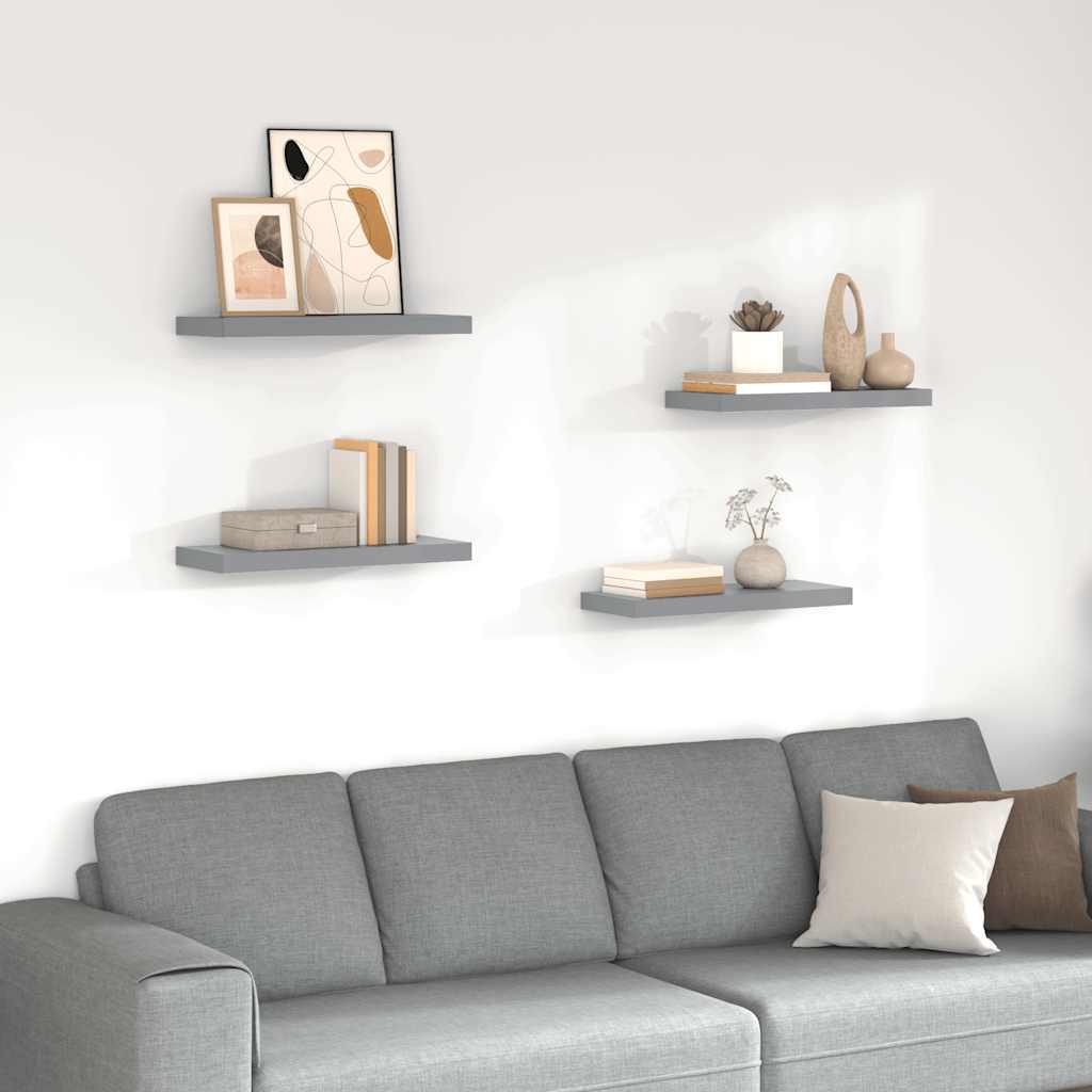 Wandschappen zwevend 4 st 60x23,5x3,8 cm MDF grijs is nu te koop bij PeponiXL, paradijselijk wonen!