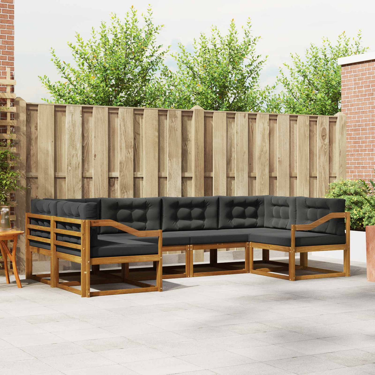 Buiten bankenset met kussen 6 pcs Natuurlijk en Antraciet is nu te koop bij PeponiXL, paradijselijk wonen!