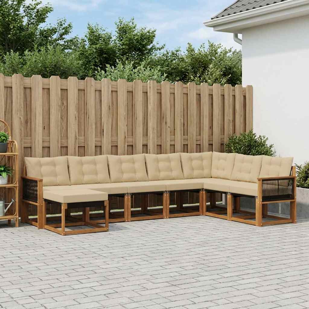 Buiten bankenset met kussen 8 pcs Natuurlijk en Beige is nu te koop bij PeponiXL, paradijselijk wonen!