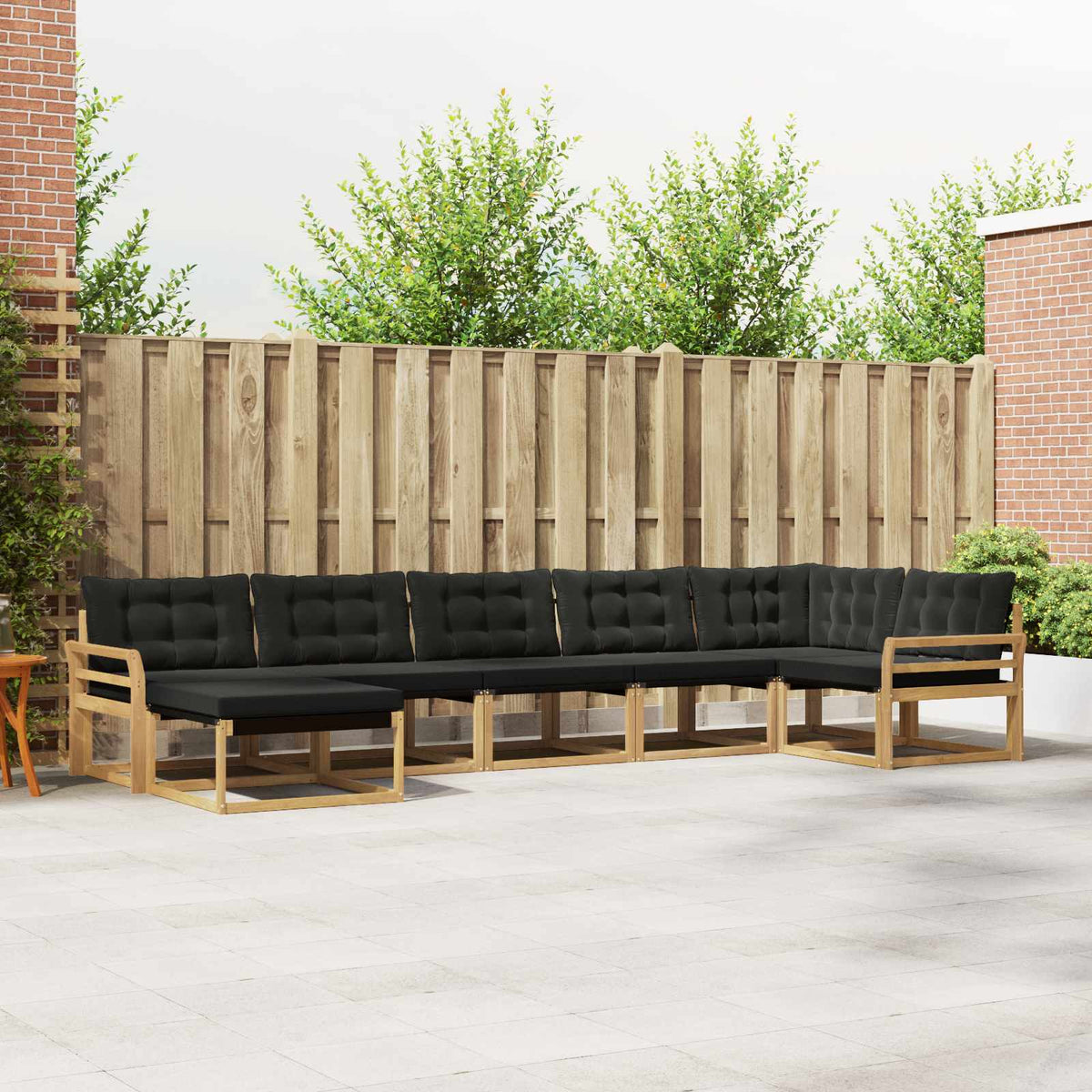 Buiten bankenset met kussen 7 pcs Wit en zwart is nu te koop bij PeponiXL, paradijselijk wonen!