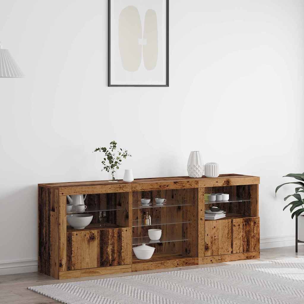 LED Sideboard Oudhout 181,5 x 37 x 67 cm Bewerkt hout is nu te koop bij PeponiXL, paradijselijk wonen!