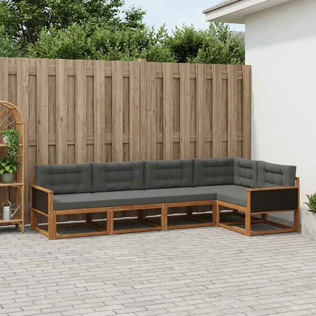 Buiten bankenset met kussen 5 pcs Natuurlijk en Antraciet is nu te koop bij PeponiXL, paradijselijk wonen!