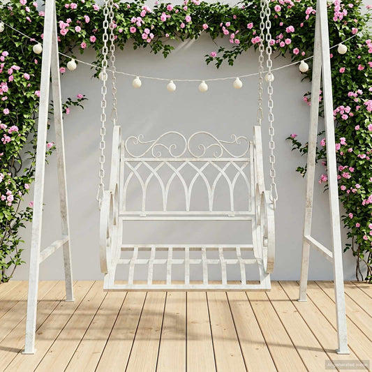 Schommelbank Staal 71 x 75 x 59 cm Antiek wit is nu te koop bij PeponiXL, paradijselijk wonen!