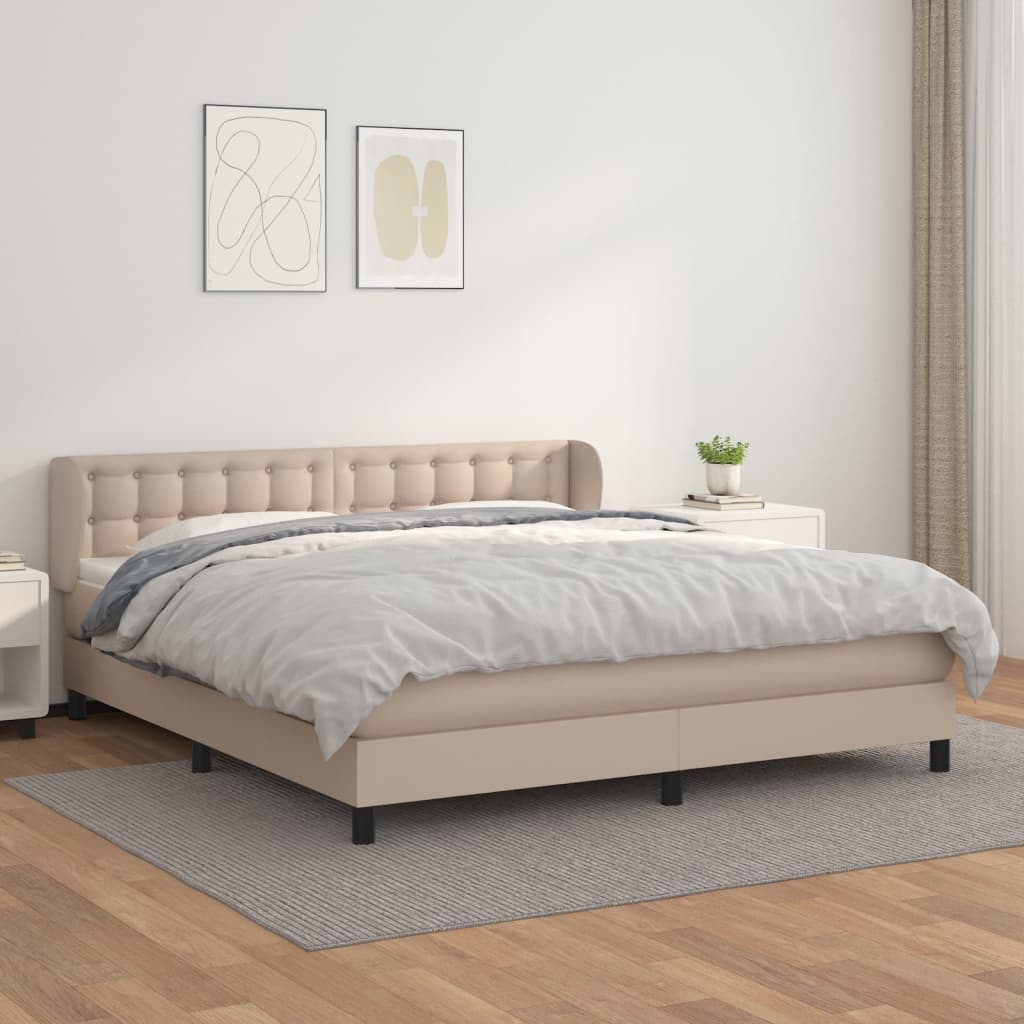 Boxspring met matras kunstleer cappuccinokleurig 180x200 cm is nu te koop bij PeponiXL, paradijselijk wonen!
