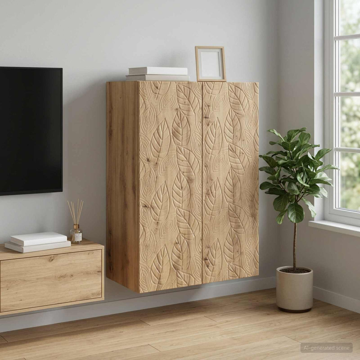 Wandkast 66 x 34,5 x 90 cm Bewerkt hout Artisanaal eiken is nu te koop bij PeponiXL, paradijselijk wonen!