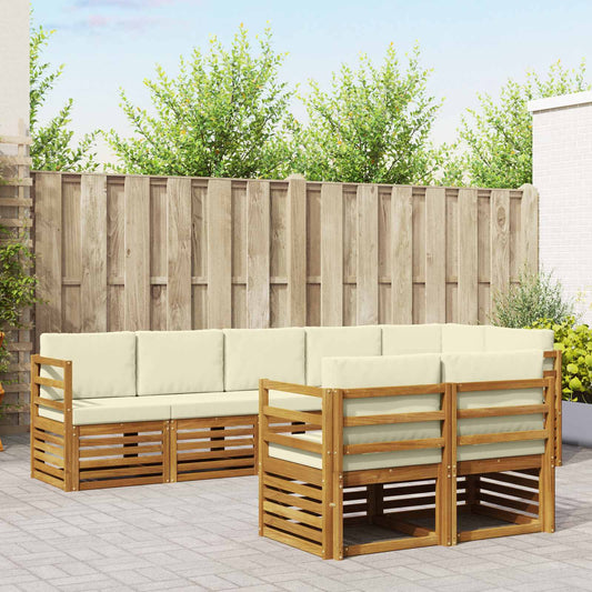 Sofa-Sets 8 pcs Natuurlijk en Crème Massief Acaciahout is nu te koop bij PeponiXL, paradijselijk wonen!