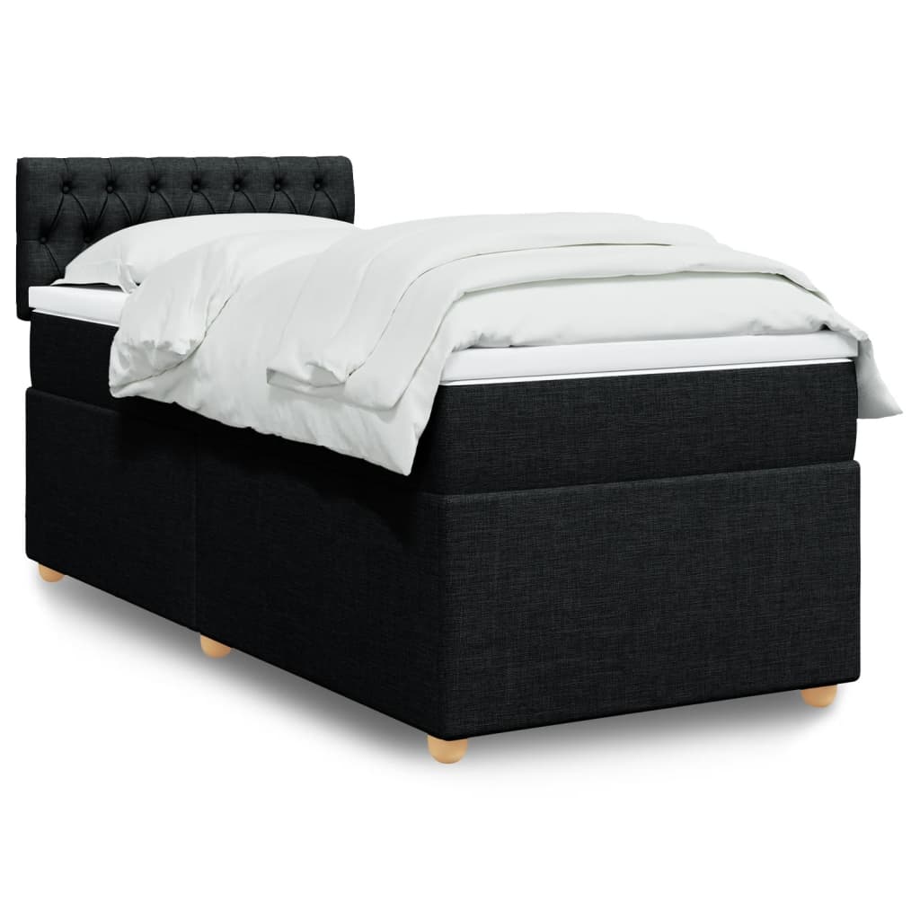 Boxspring met matras stof zwart 90x200 cm is nu te koop bij PeponiXL, paradijselijk wonen!