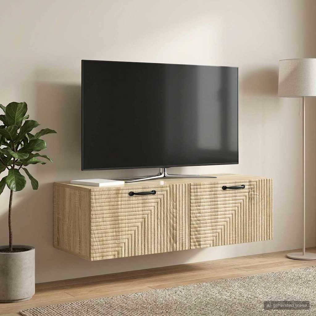 Wandbeugel TV-kast Sonoma Eiken 98 x 41 x 30 cm Bewerkt hout is nu te koop bij PeponiXL, paradijselijk wonen!