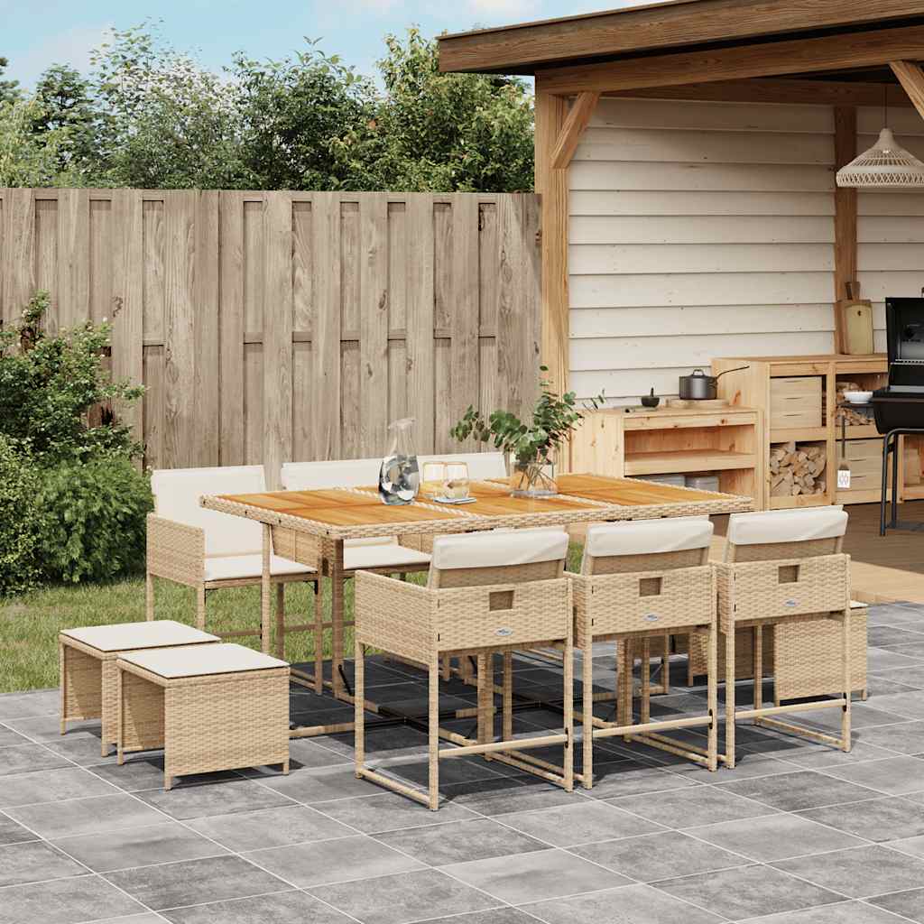 11-delige Tuinset met kussens poly rattan beige is nu te koop bij PeponiXL, paradijselijk wonen!