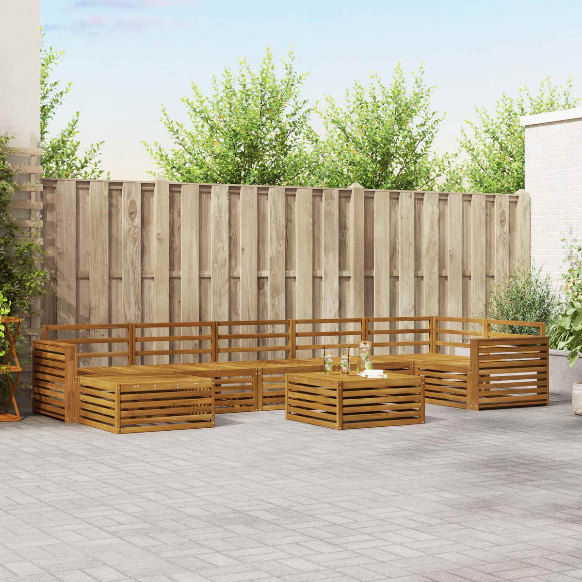 Buiten bankenset 8 pcs Naturel is nu te koop bij PeponiXL, paradijselijk wonen!