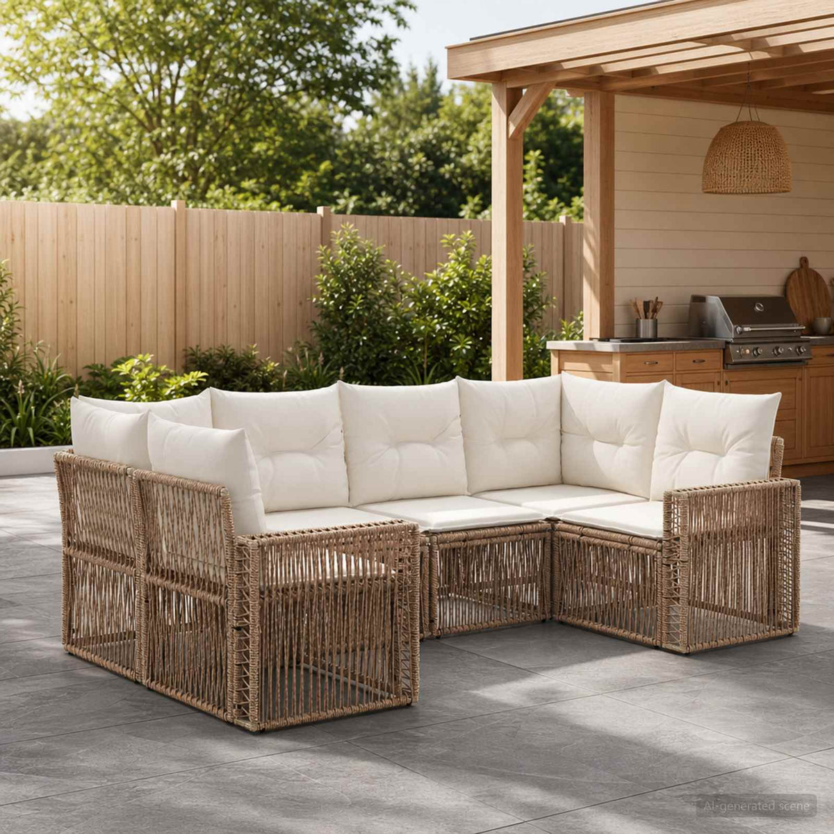 Tuinbankenset 6 st 6-Aantal zitplaatsen Beige en Crème Wit is nu te koop bij PeponiXL, paradijselijk wonen!