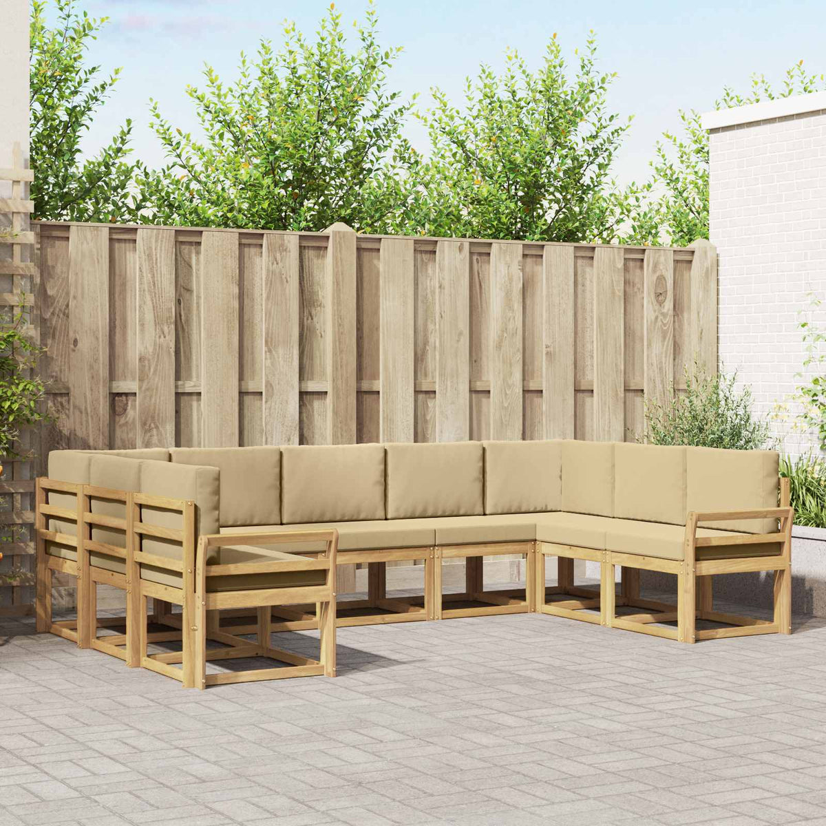 Buiten bankenset met kussen 9 pcs Wit en Beige is nu te koop bij PeponiXL, paradijselijk wonen!