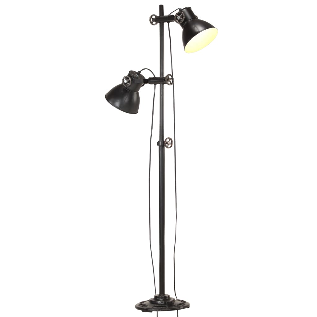 Vloerlamp met 2 lampenkappen E27 gietijzer zwart is nu te koop bij PeponiXL, paradijselijk wonen!