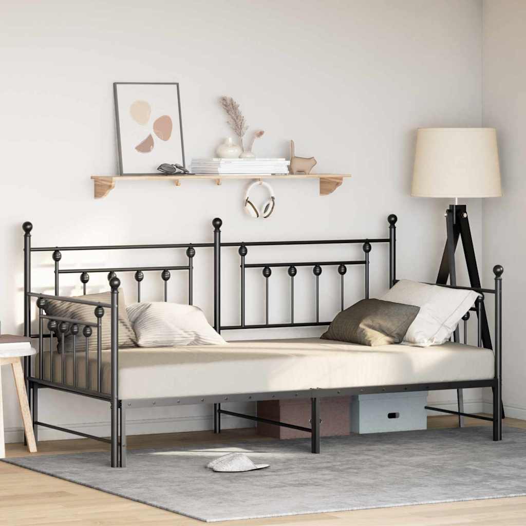 Bedframe voor een daybed Zwart 107 x 203 cm Staal is nu te koop bij PeponiXL, paradijselijk wonen!
