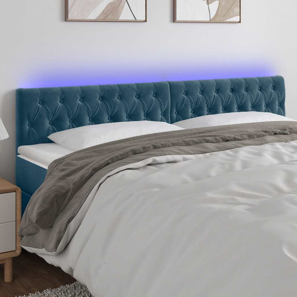 Hoofdbord LED 200x7x78/88 cm fluweel donkerblauw is nu te koop bij PeponiXL, paradijselijk wonen!