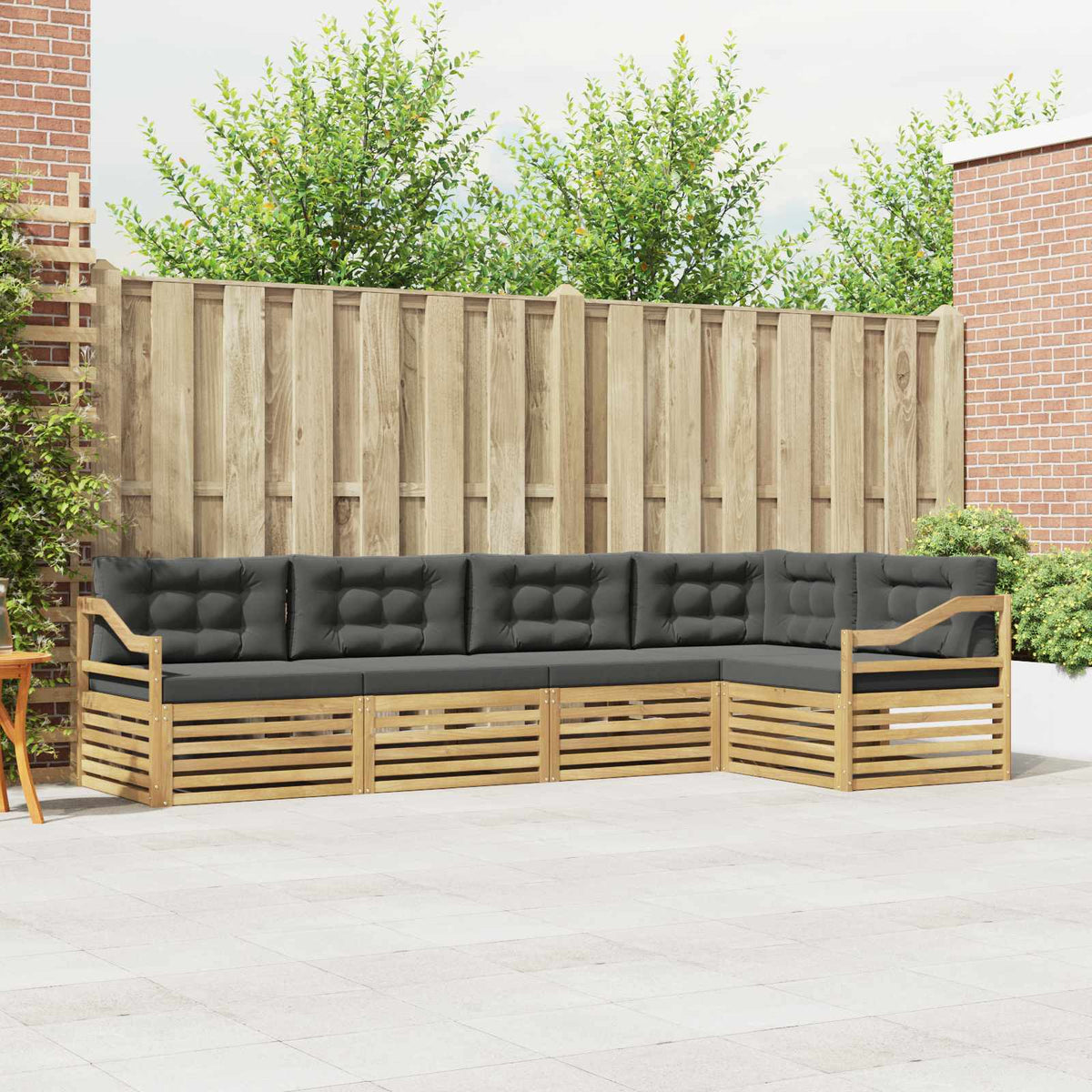Buiten bankenset 5 pcs Wit en antracietkleurig Polyester is nu te koop bij PeponiXL, paradijselijk wonen!