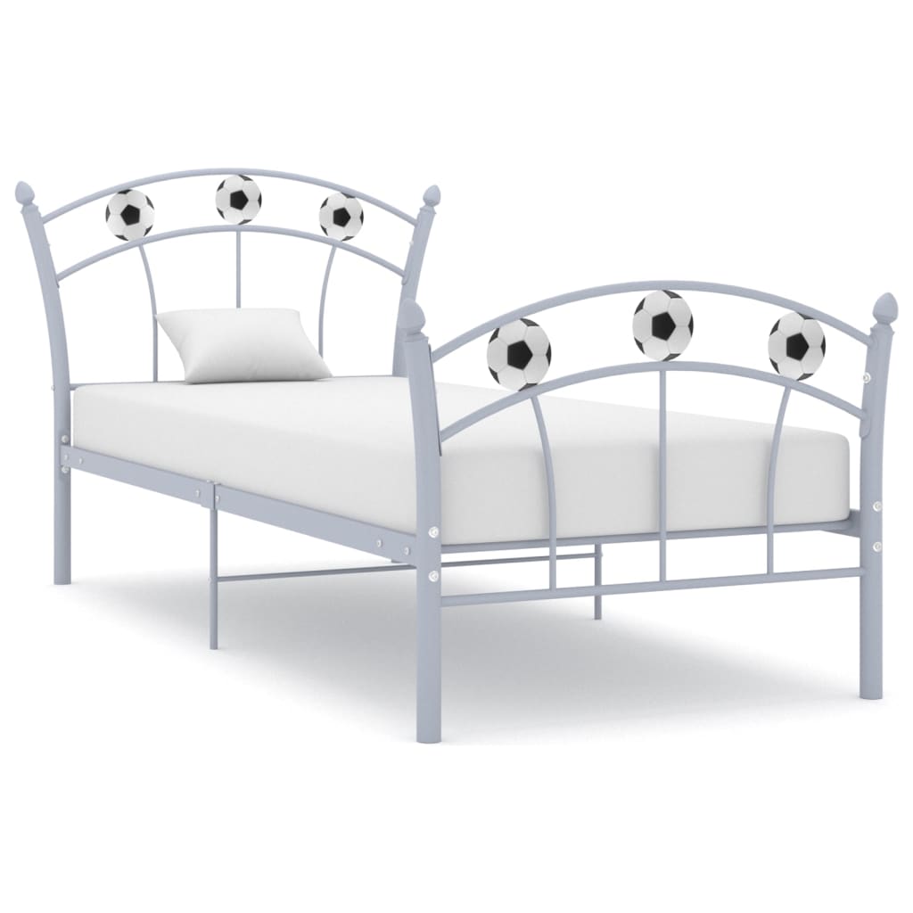 Bedframe met voetbaldesign metaal grijs 90x200 cm is nu te koop bij PeponiXL, paradijselijk wonen!