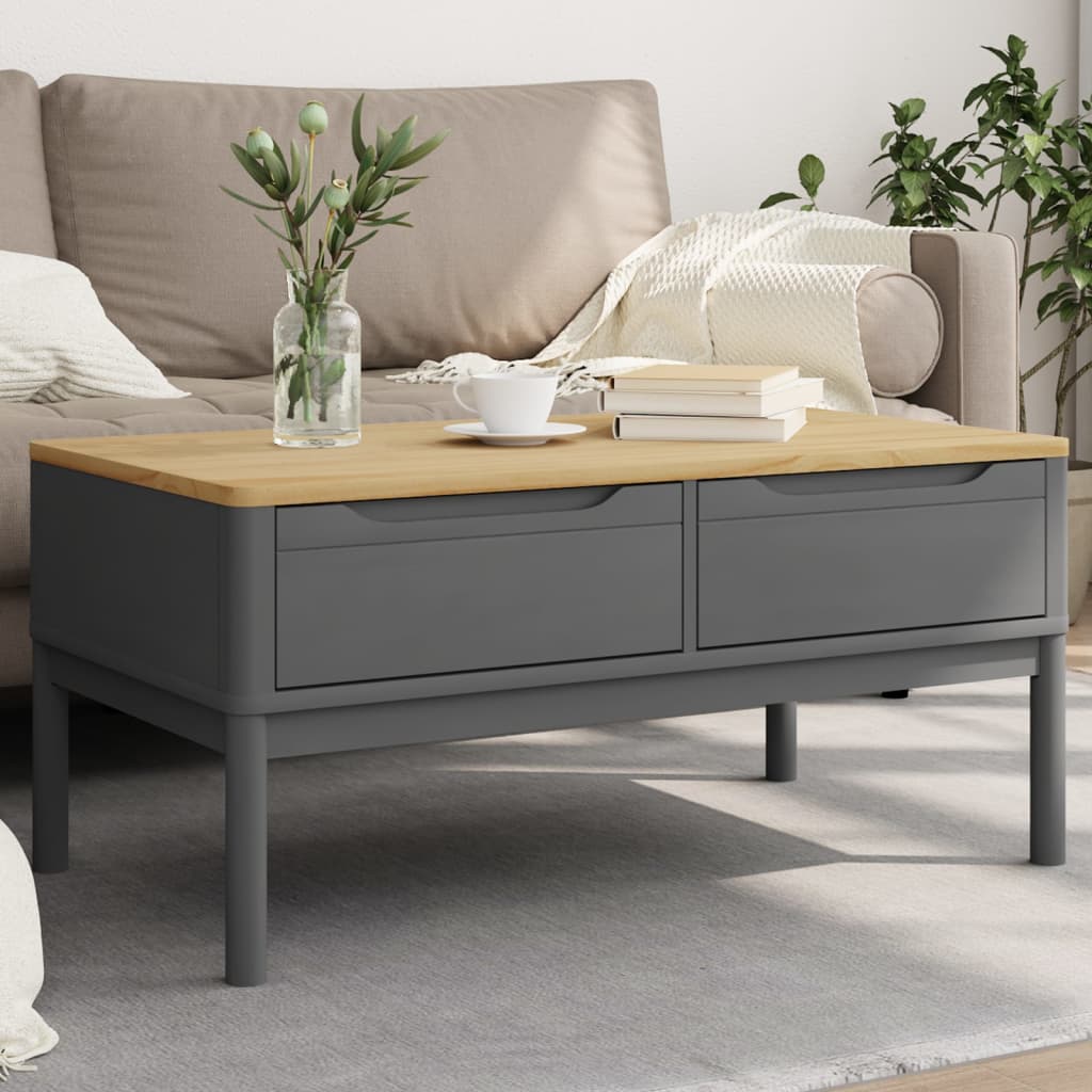 Salontafel FLORO 99x55,5x45 cm massief grenenhout grijs is nu te koop bij PeponiXL, paradijselijk wonen!
