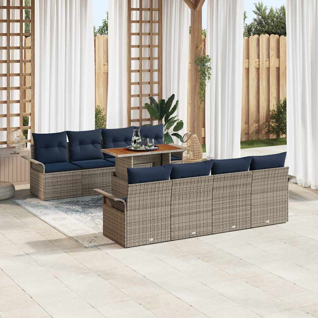 Tuin Sofa Set met kussen 7 pcs grijs en marineblauw is nu te koop bij PeponiXL, paradijselijk wonen!