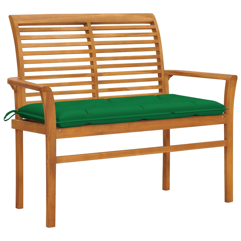 Tuinbank met groen kussen 112 cm massief teakhout is nu te koop bij PeponiXL, paradijselijk wonen!