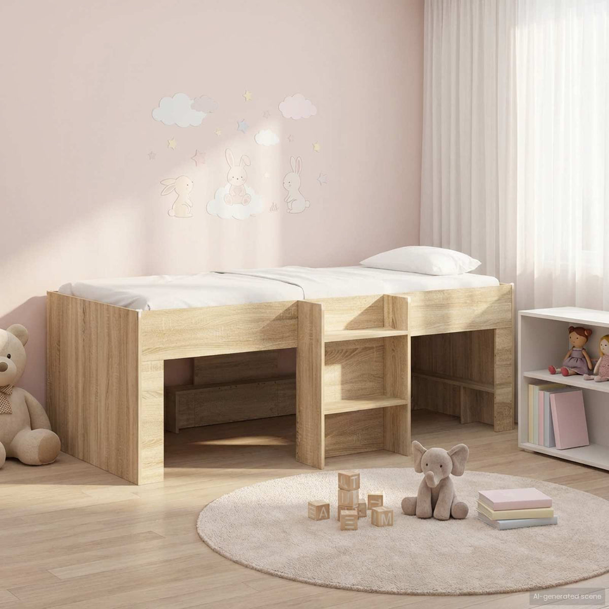 Kinder Hoogslaper 2 pcs Sonoma Eiken 90 x 200 cm Bewerkt hout is nu te koop bij PeponiXL, paradijselijk wonen!