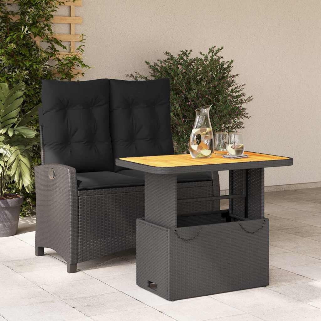 2-delige Tuinset met kussens poly rattan zwart is nu te koop bij PeponiXL, paradijselijk wonen!