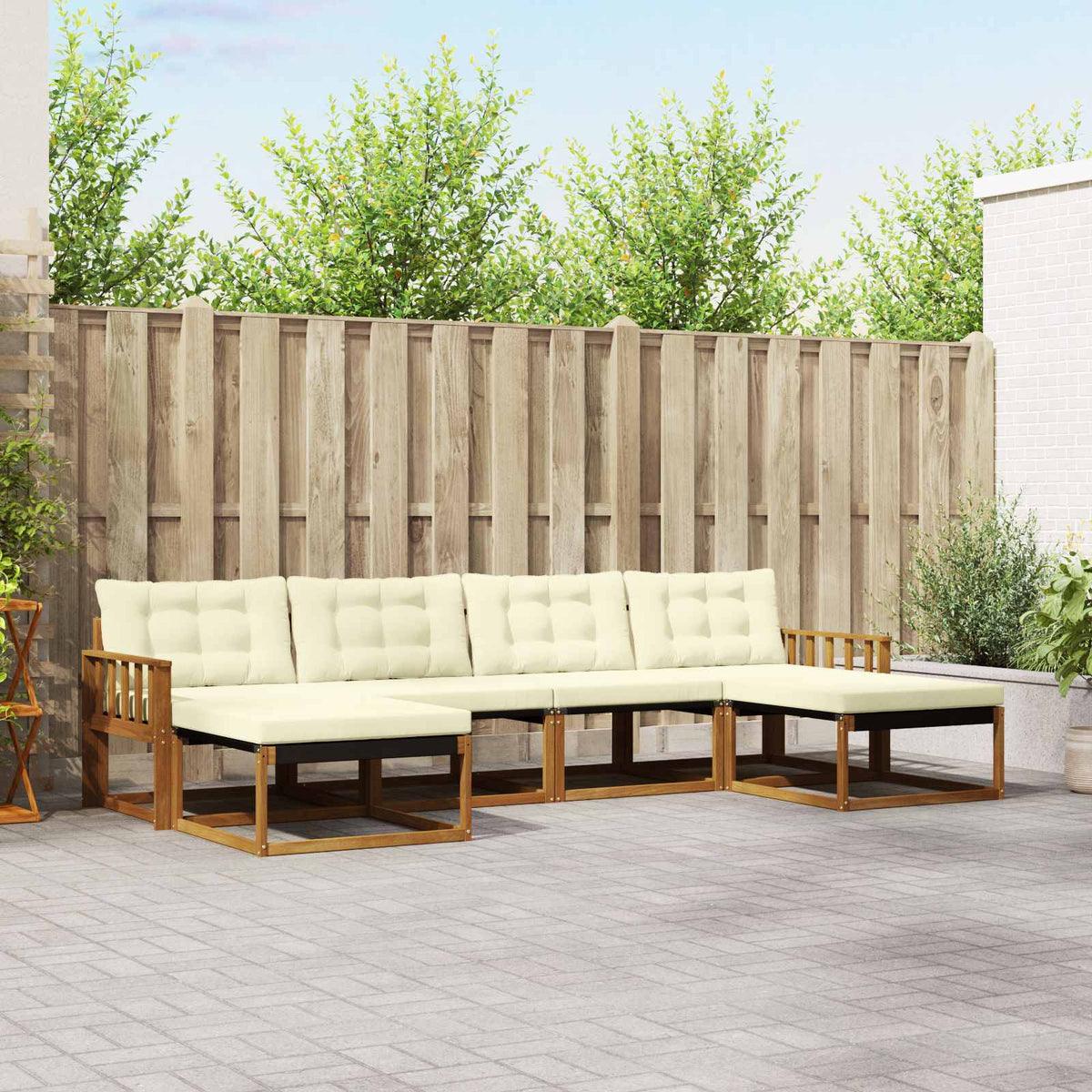 Buiten bankenset met kussen 6 pcs Natuurlijk en Crème is nu te koop bij PeponiXL, paradijselijk wonen!