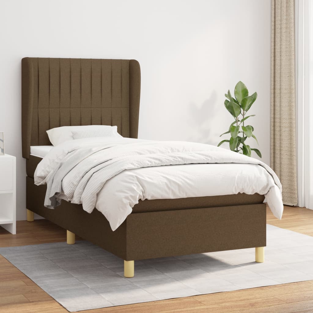 Boxspring met matras stof donkerbruin 90x200 cm is nu te koop bij PeponiXL, paradijselijk wonen!