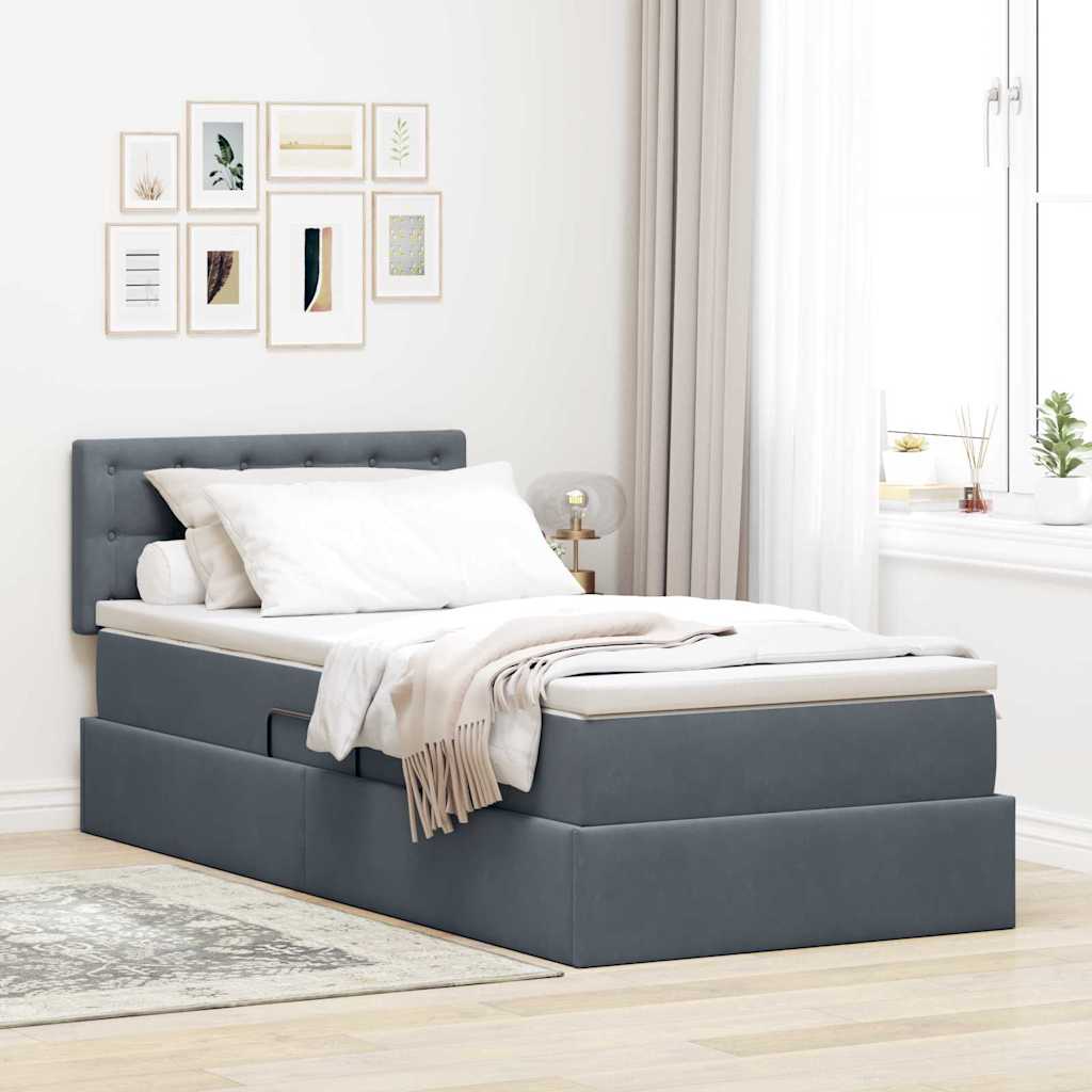 Opslag bed met matras Donkergrijs 90 x 190 cm Fluweel is nu te koop bij PeponiXL, paradijselijk wonen!