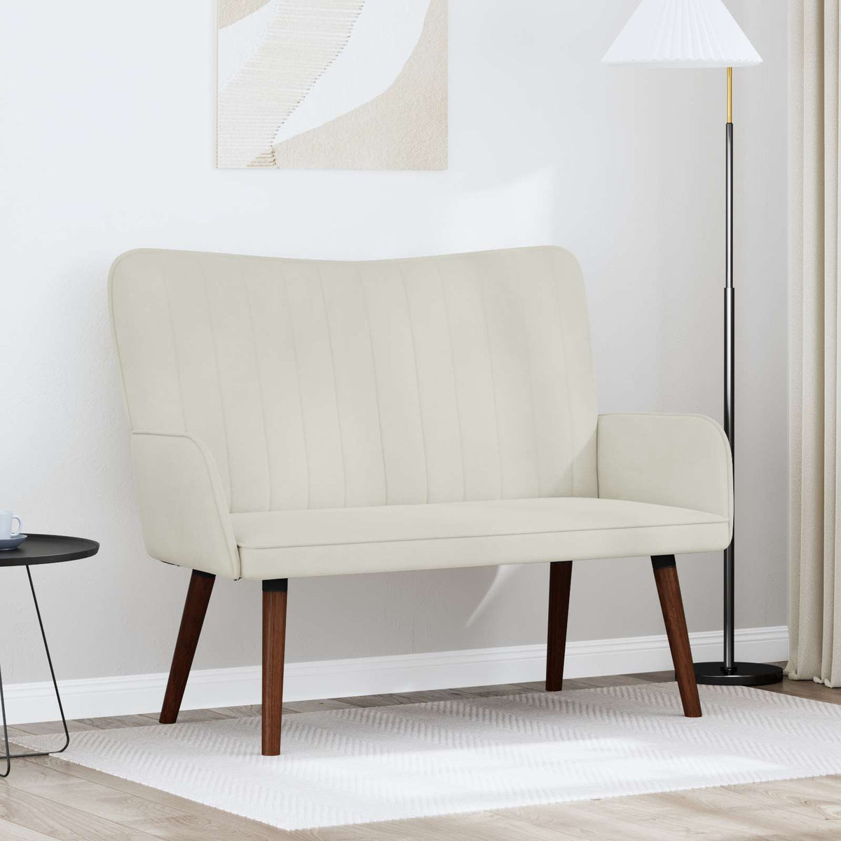 Twee Persoons Sofa Crème 115 x 61 x 87 cm Fluweel is nu te koop bij PeponiXL, paradijselijk wonen!
