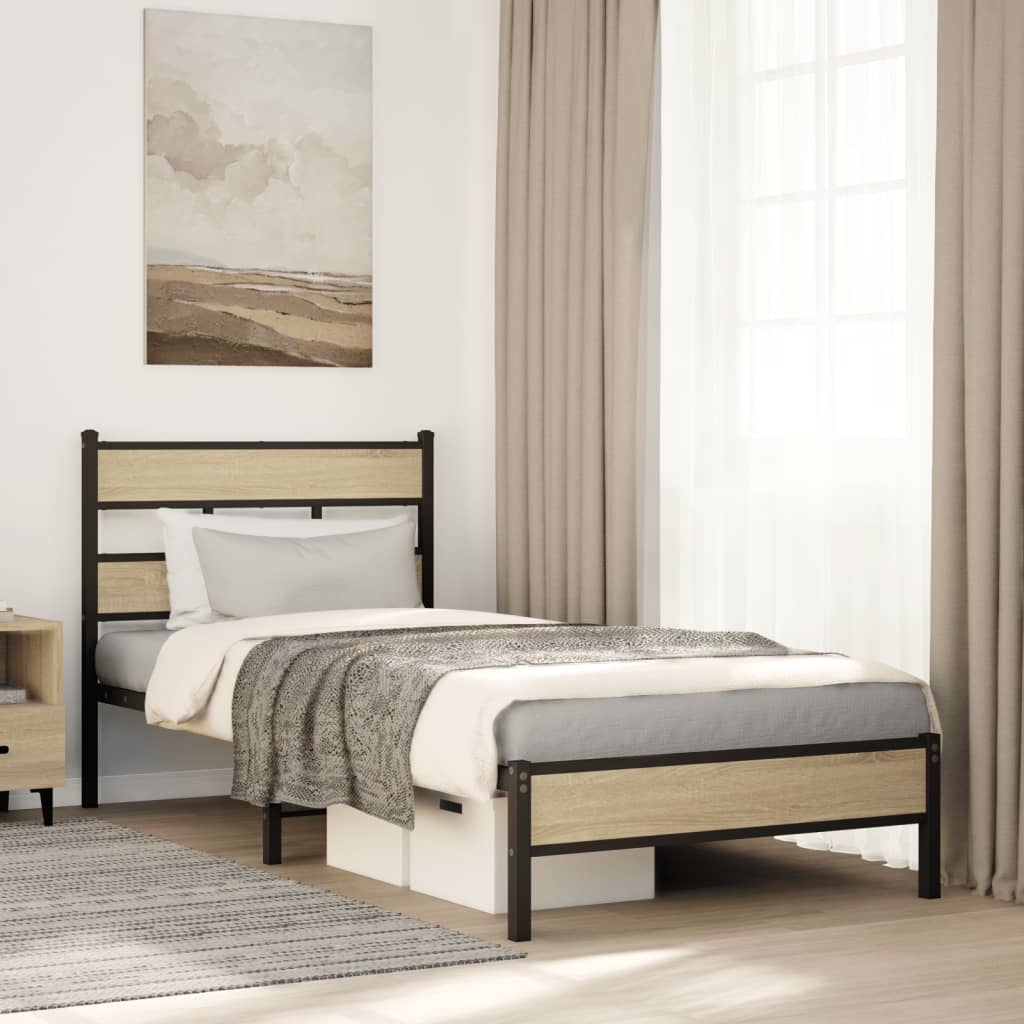 Bedframe zonder matras hout sonoma eikenkleurig 100x190 cm is nu te koop bij PeponiXL, paradijselijk wonen!